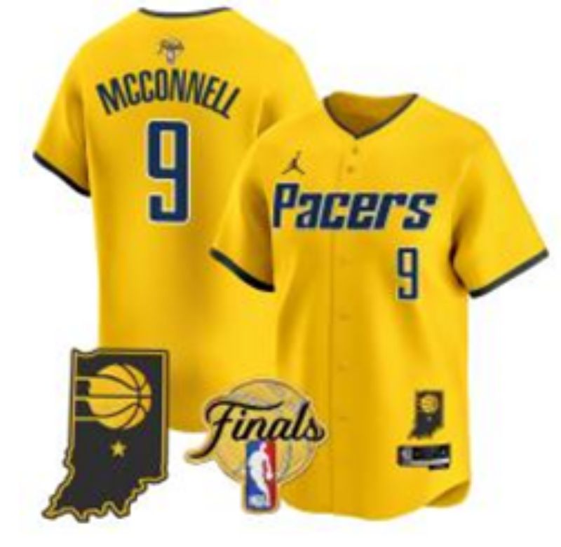 Men 2025 Indiana Pacers #9 Mcconnell Yellow Joint Name NBA Jersey style 31